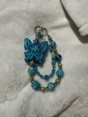 Handmaid Blue Butterfly Beaded Key or Bag Charm